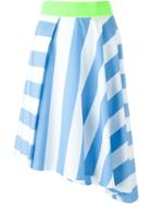 Kolor Striped Asymmetric Skirt, Women's, Size: 1, Blue, Cotton/polyester/viscose/cupro