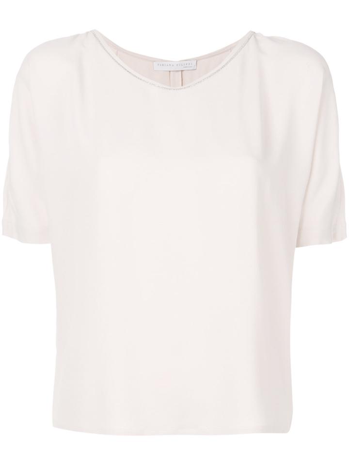 Fabiana Filippi Beaded Trim Detail Blouse - Pink & Purple