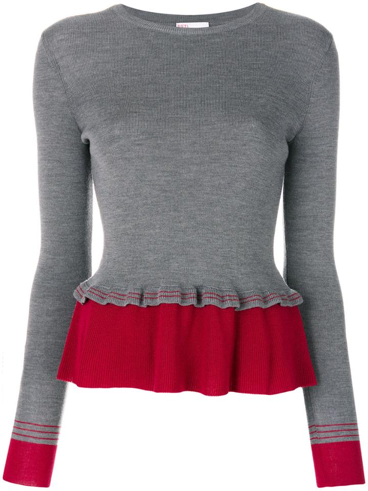 Red Valentino Contrast Peplum Jumper - Grey