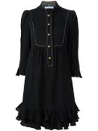 Philosophy Di Lorenzo Serafini Ruffle Trim Shirt Dress, Women's, Size: 38, Black, Silk/rayon