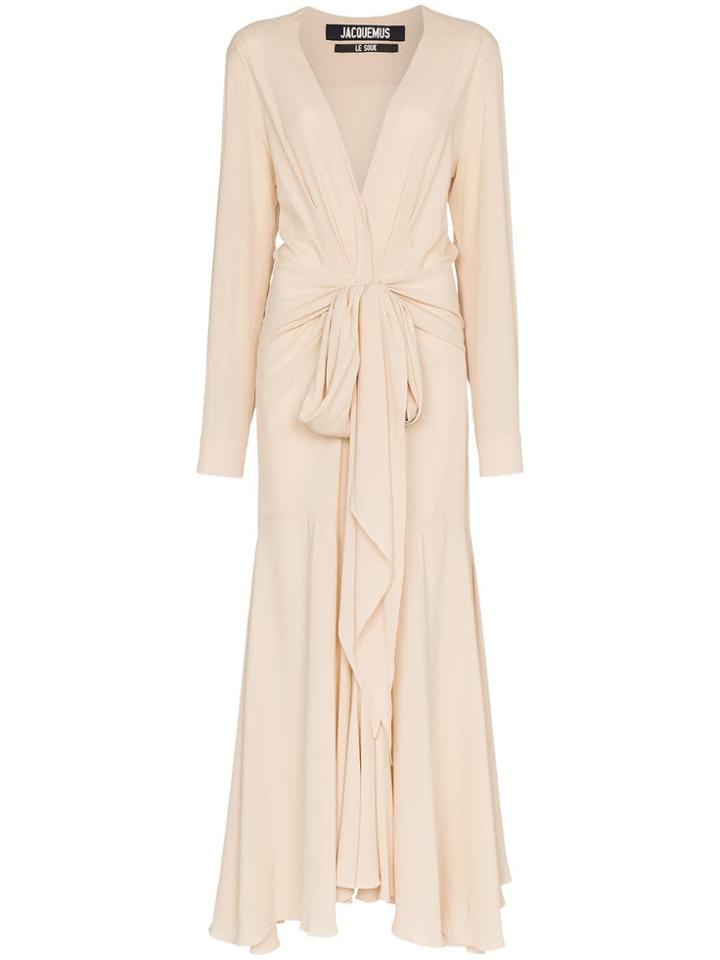 Jacquemus Jacq Ls Vn Cream Drs Maxi Tie - White