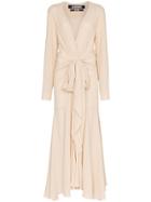 Jacquemus Jacq Ls Vn Cream Drs Maxi Tie - White