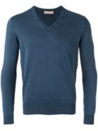 Cruciani V-neck Jumper, Men's, Size: 54, Blue, Cotton