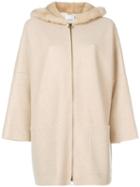 Agnona - Fur Trim Ring Pull Coat - Women - Mink Fur/cashmere - L, Nude/neutrals, Mink Fur/cashmere