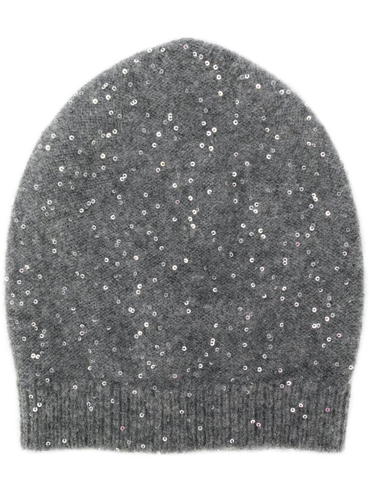 Fabiana Filippi Sequin Embellished Beanie - Grey