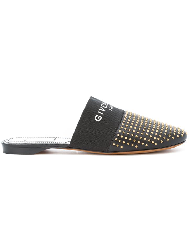 Givenchy Logo Studded Mules - Black