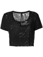 Unravel Project Distressed T-shirt, Women's, Size: Medium, Black, Cotton