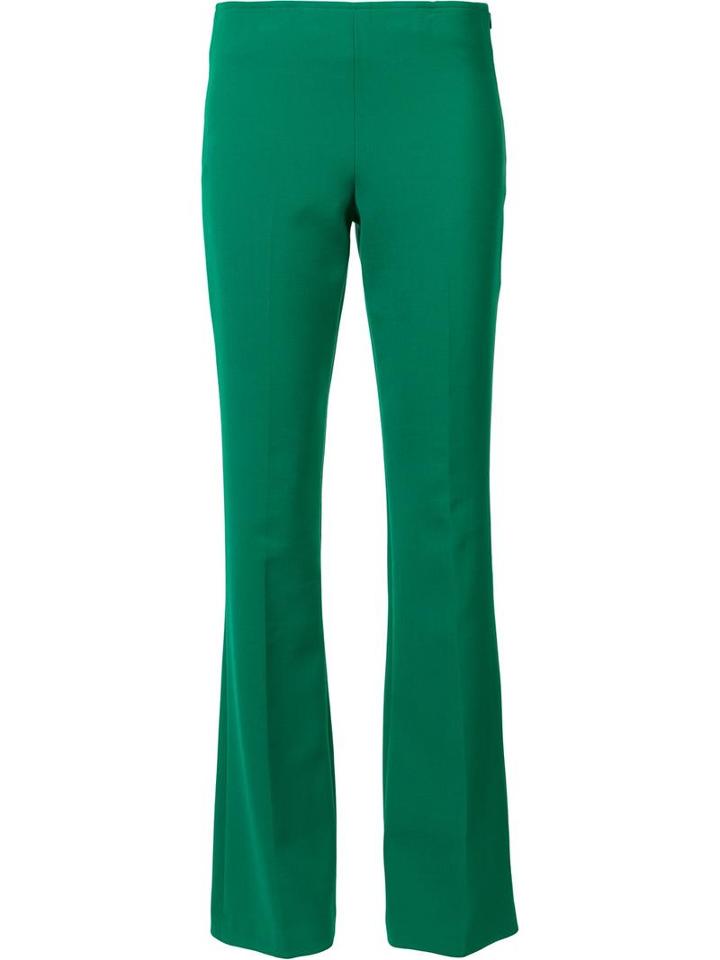 Trina Turk Tailored Flared Trousers, Women's, Size: 6, Green, Polyester/viscose/cotton/spandex/elastane