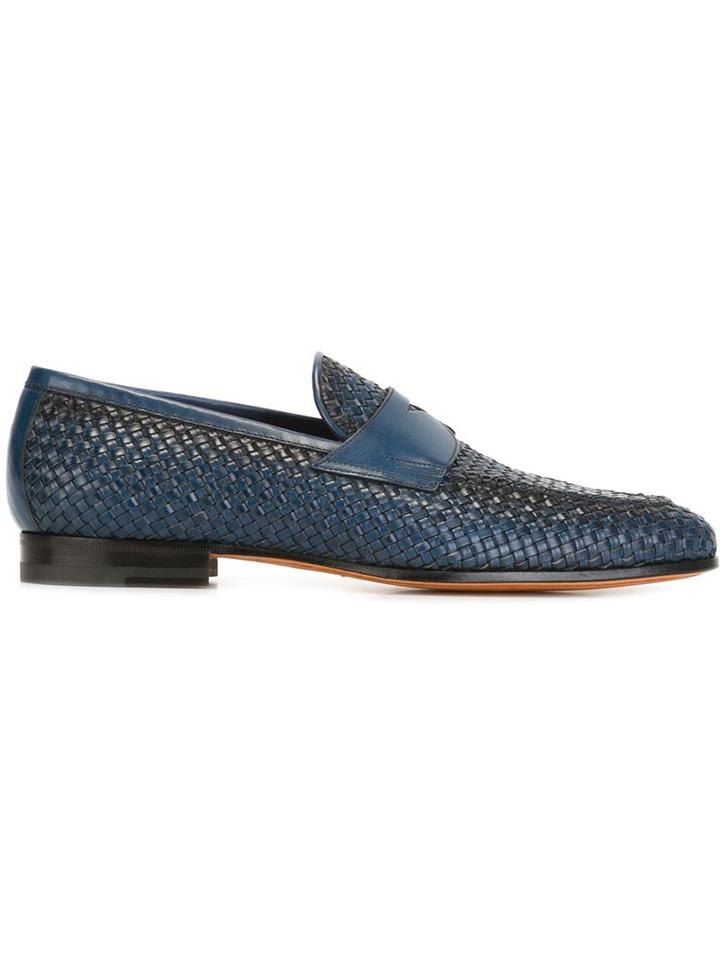Santoni Interlaced Leather Loafers