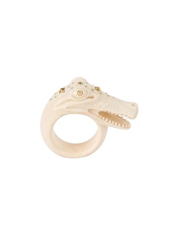 Bibi Van Der Velden Alligator Ring - White