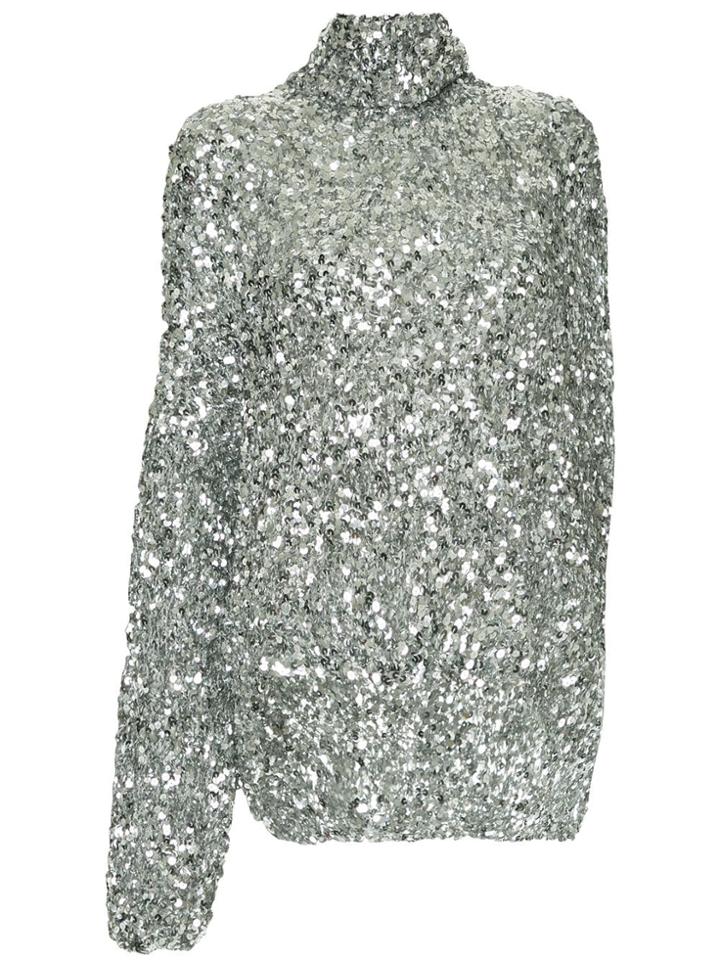 Ports 1961 One Shoulder Sequin Top - Silver