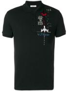Valentino Video Games Embroidered Polo Shirt - Black