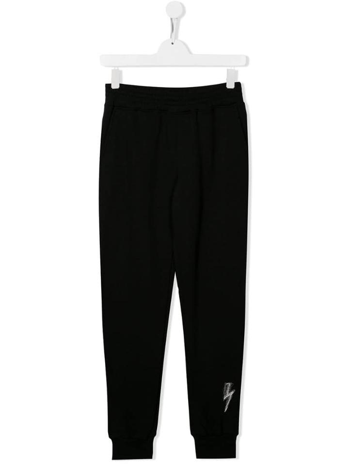 Neil Barrett Kids Embroidered Detail Casual Trousers - Black