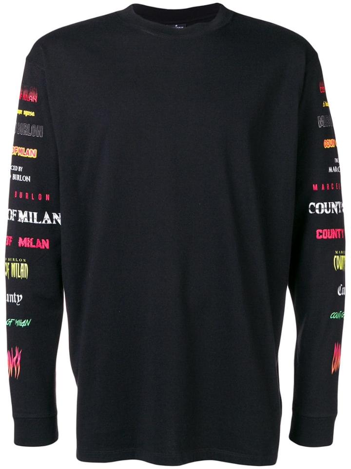 Marcelo Burlon County Of Milan Printed Sleeve Sweatshirt - Black