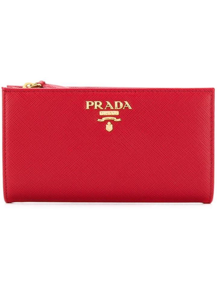 Prada Saffiano Slim Wallet - Red