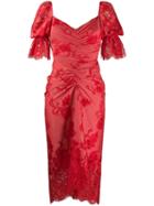 Three Floor Clementina Lace Draped Dress - Red