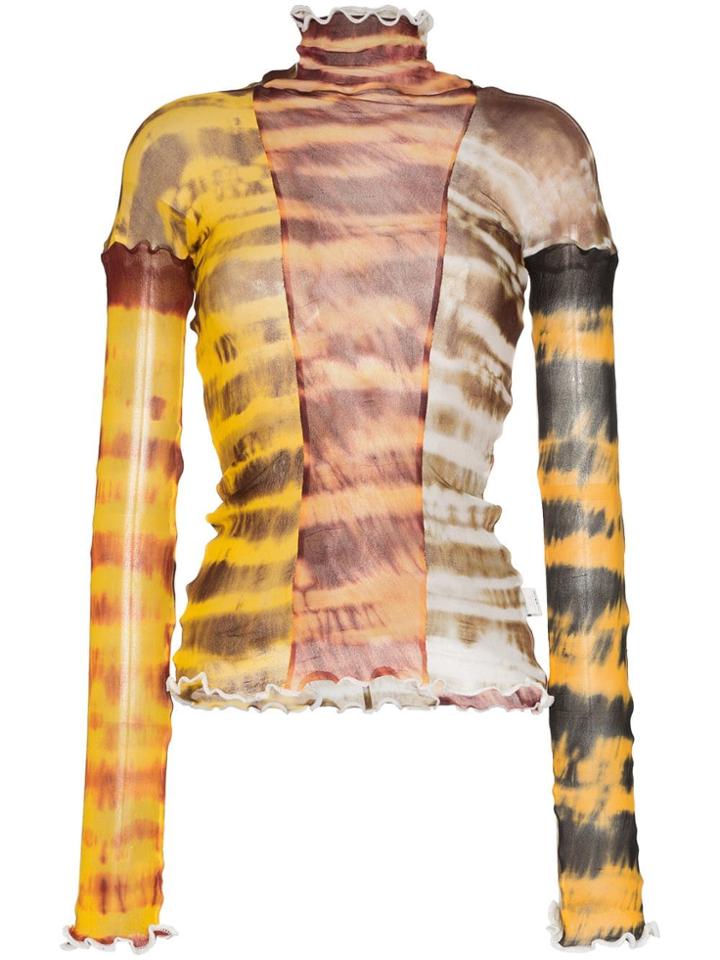 Asai Sheer Tie-dye Stretch Top - Brown
