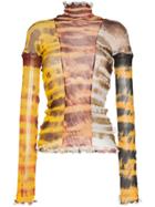 Asai Sheer Tie-dye Stretch Top - Brown