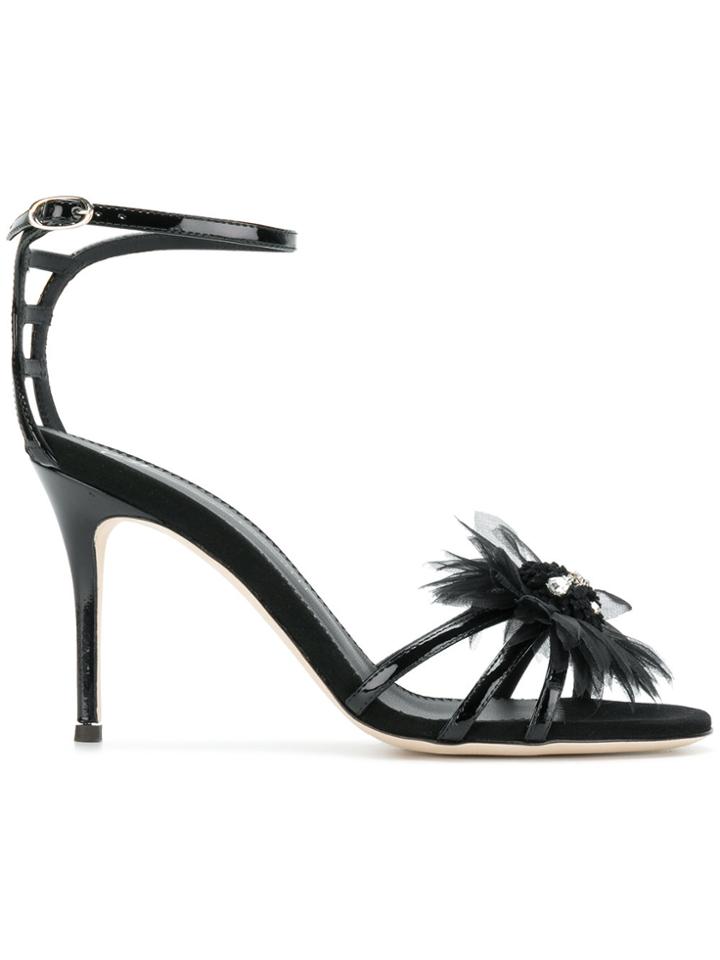 Giuseppe Zanotti Design Floral Embellished Sandals - Black
