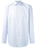 Canali Curved Hem Shirt, Men's, Size: 42, Blue, Cotton