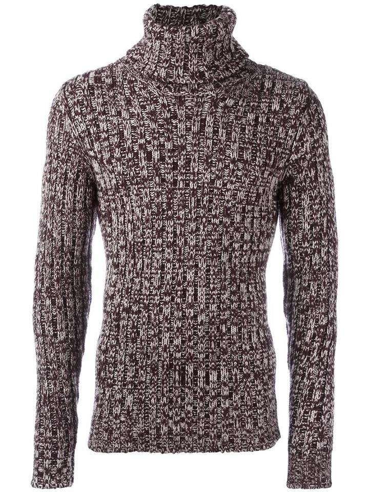 Dolce & Gabbana Roll Neck Melange Jumper, Men's, Size: 50, Red, Virgin Wool