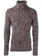 Dolce & Gabbana Roll Neck Melange Jumper, Men's, Size: 50, Red, Virgin Wool