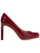 Salvatore Ferragamo Leo Pumps, Women's, Size: 7.5, Red, Patent Leather/leather