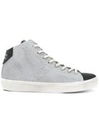 Leather Crown Two Tone Hi-top Sneakers - Metallic