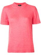 A.p.c. Round Neck Short Sleeve Sweater - Pink & Purple