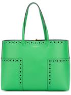 Tory Burch - Brogued Detail Tote Bag - Women - Leather - One Size, Green, Leather
