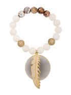 Lord And Lord Designs Embellished Feather Beaded Bracelet - White