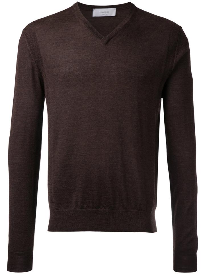Cerruti 1881 V-neck Top, Men's, Size: Large, Brown, Wool