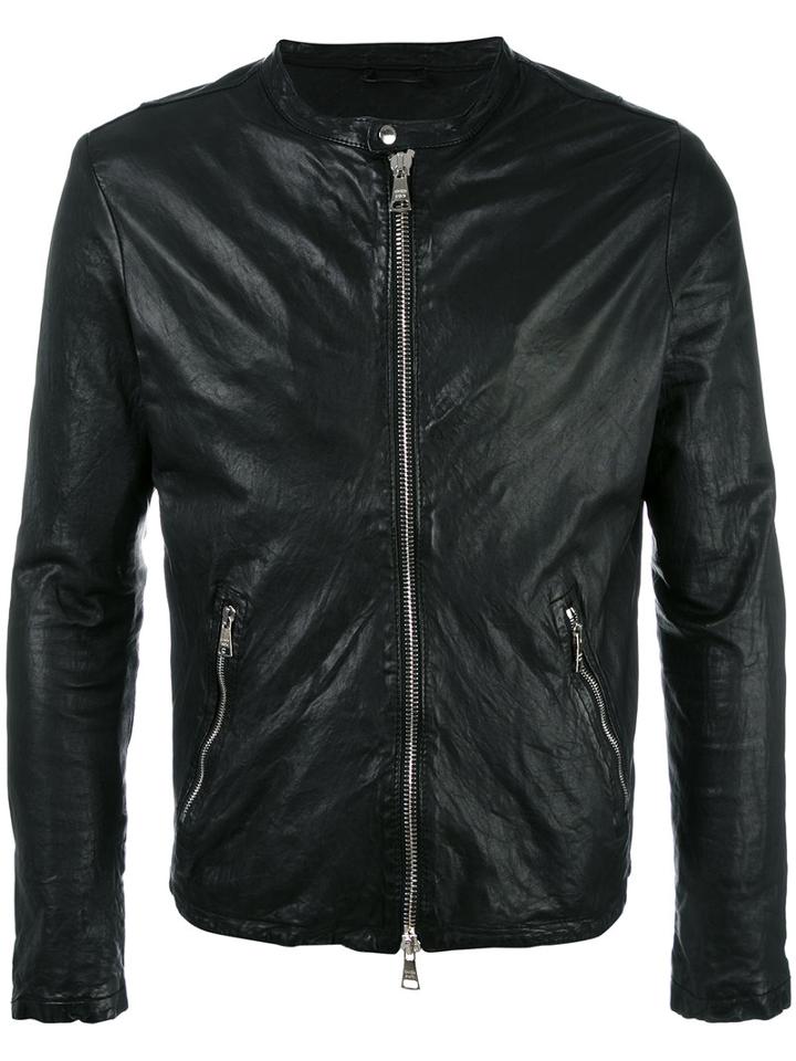 Giorgio Brato Zip Up Jacket, Men's, Size: 50, Black, Cotton/leather/nylon