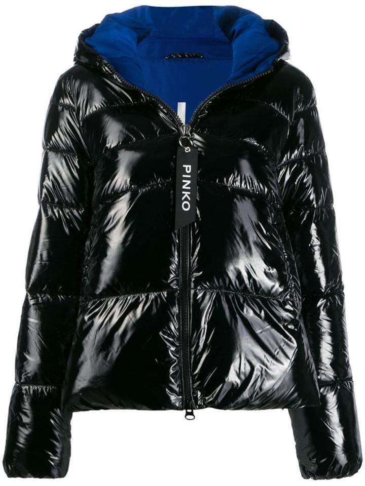 Pinko Glossy Puffer Jacket - Black