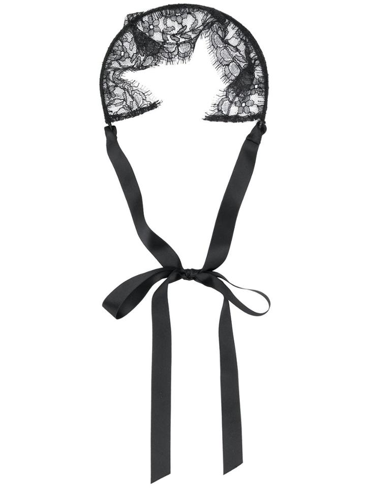 Maison Michel Lace Detail Bonnet Head Band - Black
