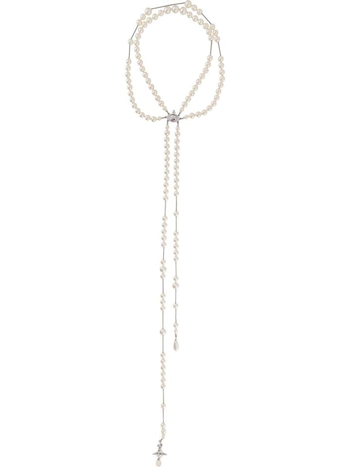 Vivienne Westwood Long Pearl-embellished Necklace - Silver