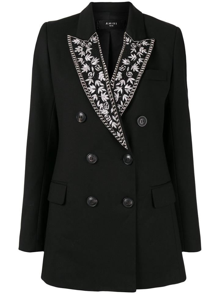 Amiri Double-breasted Embroidered Blazer - Black