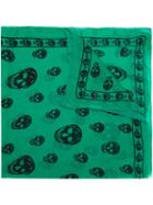 Alexander Mcqueen Skull Print Scarf, Women's, Green, Silk