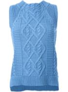Loveless - Knit Vest - Women - Cotton/acrylic - 36, Women's, Blue, Cotton/acrylic