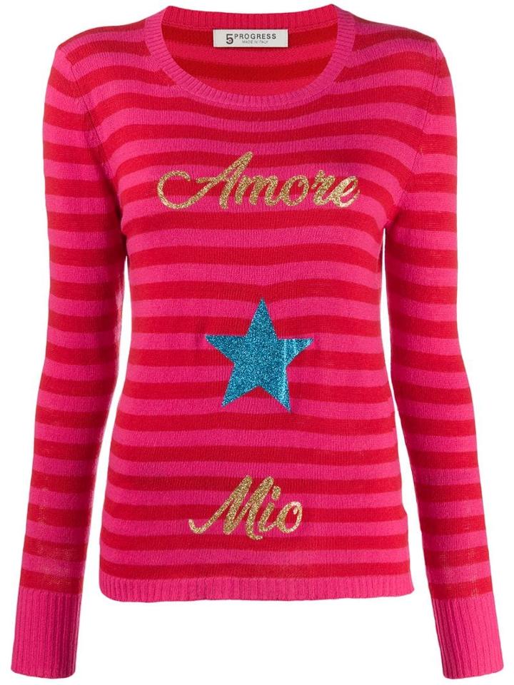 5 Progress Amore Mio Striped Jumper - Red