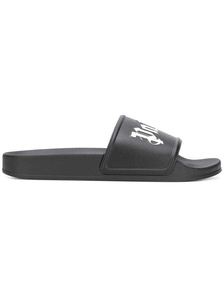Palm Angels Logo Pool Slides - Black