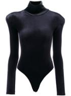 Faith Connexion - Velvet Turtleneck Bodysuit - Women - Cotton/polyamide/spandex/elastane - Xs, Black, Cotton/polyamide/spandex/elastane