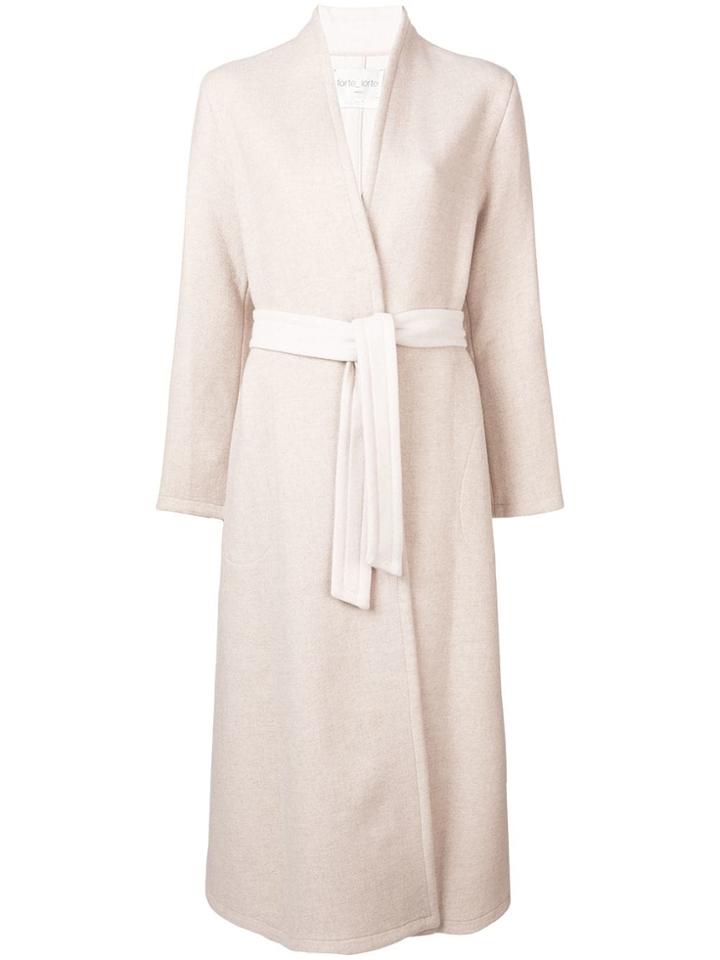 Forte Forte Belted Long Coat - Nude & Neutrals