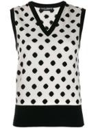 Dolce & Gabbana Polka Dot V-neck Gilet - White