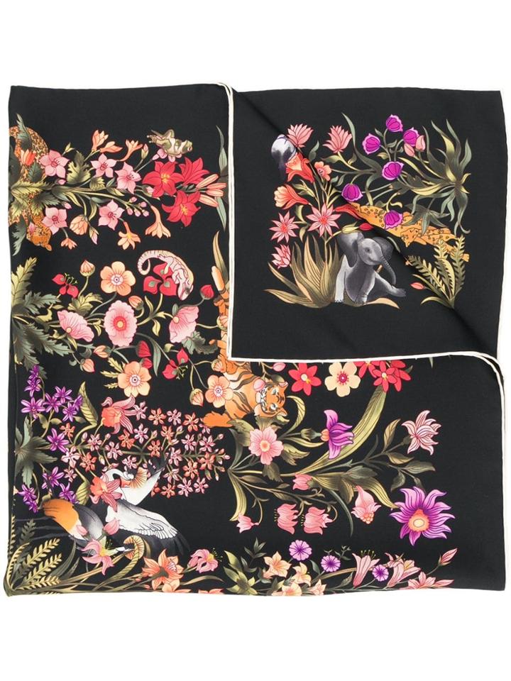 Salvatore Ferragamo Floral Print Scarf - Black