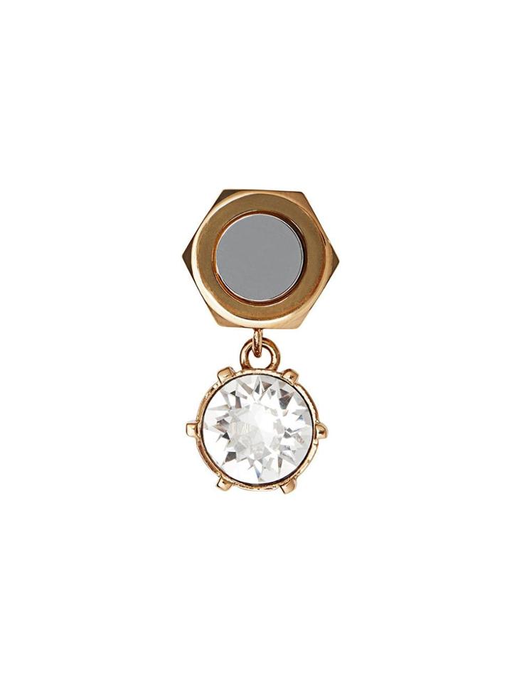 Burberry Crystal Charm Gold-plated Nut And Bolt Earrings