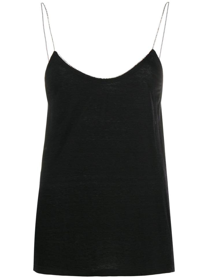 Saint Laurent Rhinestone Trim Cami Top - Black