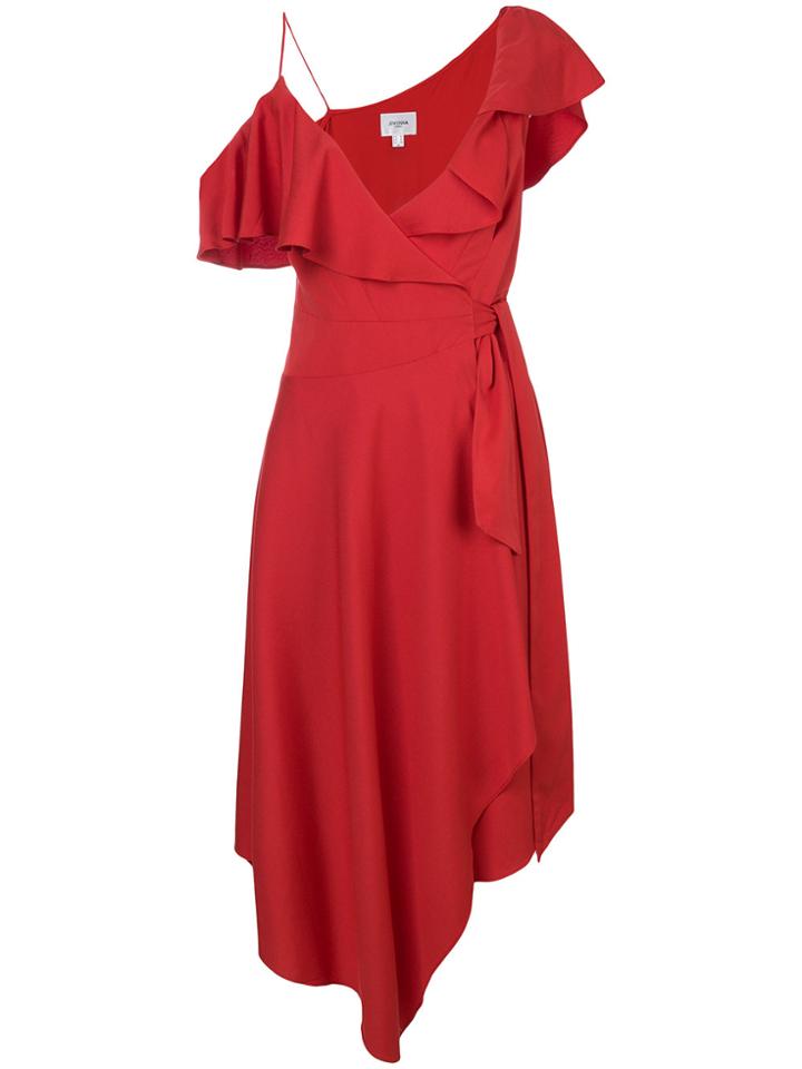 Jovonna Asymmetric Stara Wrap Dress - Red