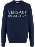 Versace Collection Logo Print Sweatshirt - Blue