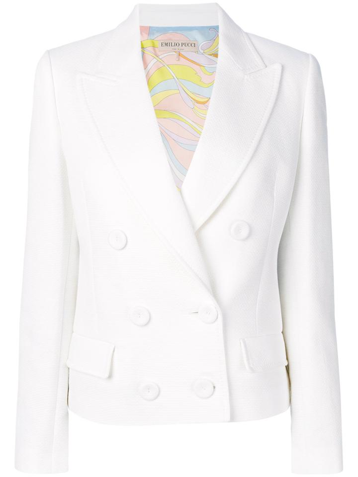 Emilio Pucci Cropped Double-breasted Blazer - White